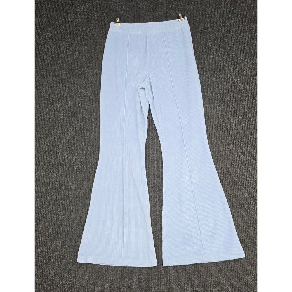 Aerie Light Blue Ribbed Corduroy Flare Pants Elastic Waist Medium Regular